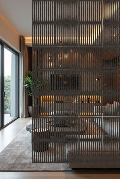 lexi Lazer Kesim Sarkıt Paravan, Ahşap Separatör, Oda Bölücü 4'lü Panel Levha...