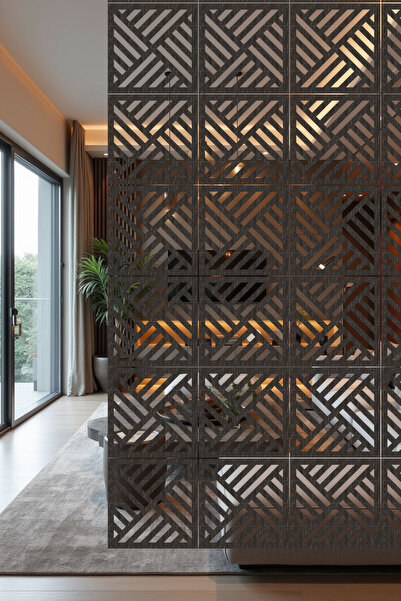 lexi Lazer Kesim Sarkıt Paravan, Ahşap Separatör, Oda Bölücü 4'lü Panel Levha...