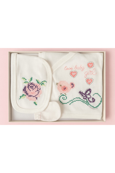 mini mia Kaneviçe Embroidered Cotton Newborn Hospital Release 5-Piece Boxed Bodysuit