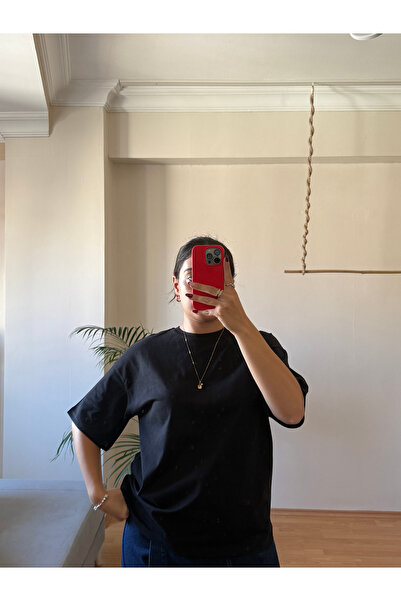 Siyah Oversize Basic T-shırt – Rahat Kalıp Kısa Kollu