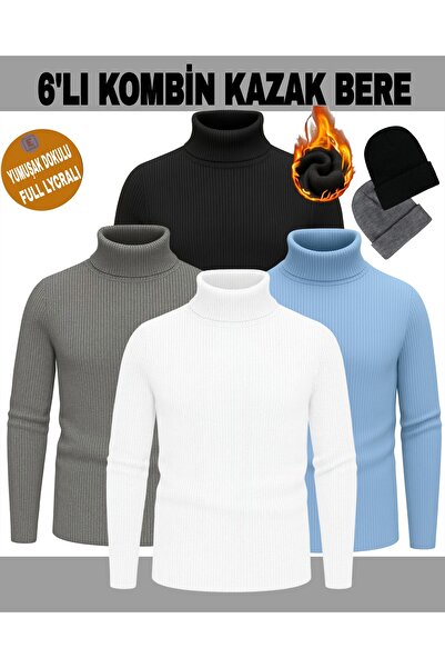 EMKA GİYİM Combinație de pulover și beretă din 6 piese