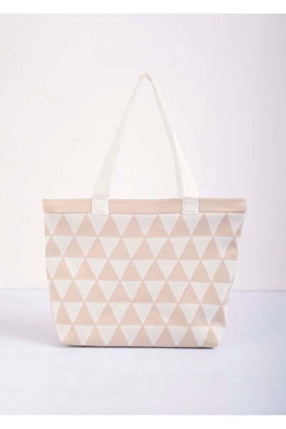 Sebir Moda Triangle Patterned Knitwear Shoulder and Beach Bag