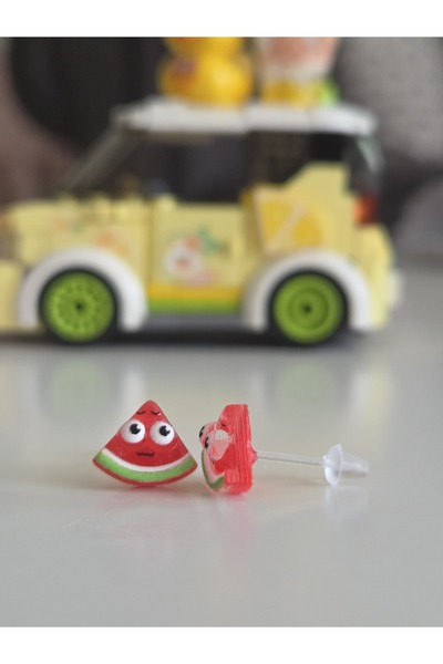 AyShope Antialerjik Şeffaf Uçlu Bioplast Meyve Desenli Silikon Küpe Bir Çift