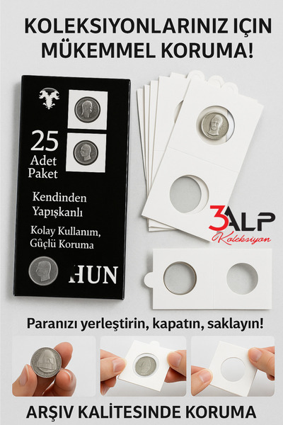 3Alp Koleksiyon Madeni Para Karton Kapama 27.5 mm, Kendinden Yapışkanlı - Sticker'sız (1 Kutu içinde 25 Adet vardır)