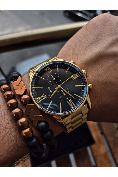 Spectrum ERKEK KOL SAATİ KOMBİNİ GOLD RENK METAL KORDON KİŞİYE ÖZEL