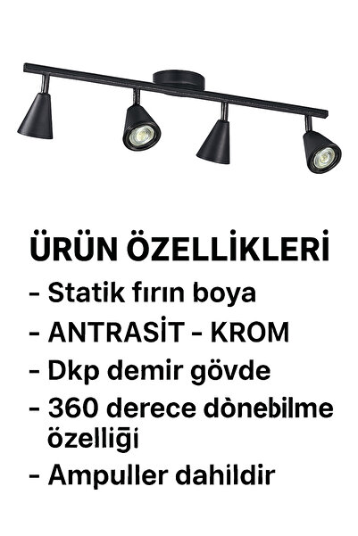 Bozyaka Aydınlatma Merlin Avize 2'li 3'lü 4'lü Antrasit&krom Eskitme&mat Siyah (GÜNIŞIĞI LED AMPULLER DAHİLDİR!!!)
