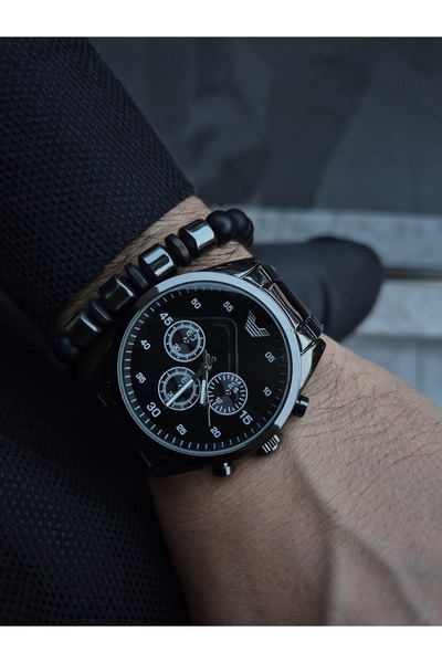 Spectrum Metal Case Metal Cord Black Color Men's Wristwatch