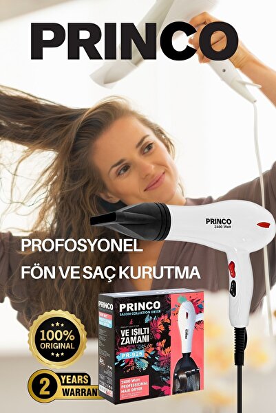 Princo Professional Blow Dryer, Styler and Hair Dryer 2400 W White with Special Box Pr-925