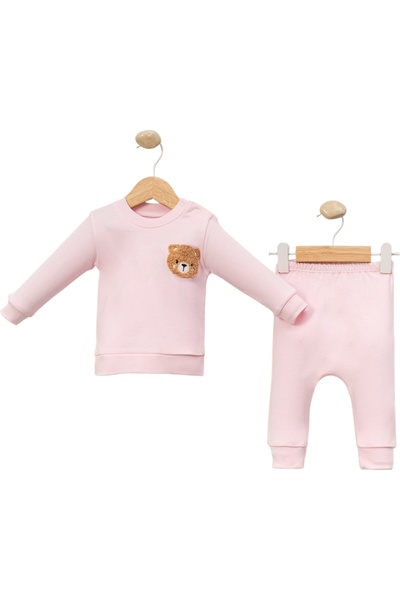 Ozz Baby Baby 0/1-0/3 Months Teddy Bear Embroidered Hospital Release Newborn Sweatshirt-No Booties Bottom