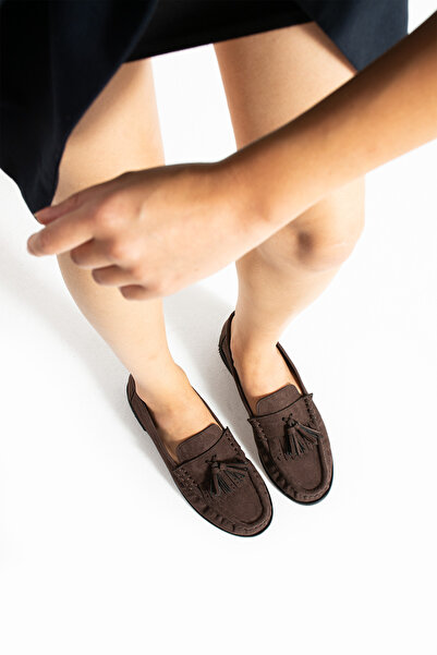 diclepolat Жіночі замшеві лофери з бахромою для щоденного носіння Belza Кава