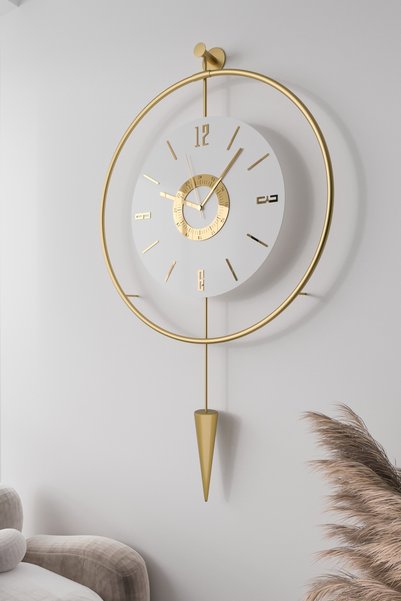 MetaQuartz Aksesuar Kadranlı - Masippi Kristal Gold - Büyük Boy(50X90CM) (PİLLİ LED) , Metal Duvar Saati