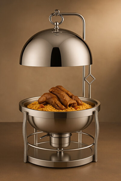 ALMASA Luxury 6L Silver Stainless Steel Buffet Heater