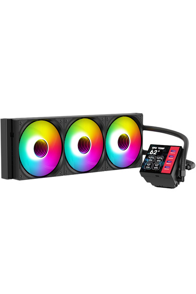 SPEARPC HAYDROCOREX360LCD CPU Liquid Cooler 360mm (4'' PROGRAMMABLE SCREEN) Black Color