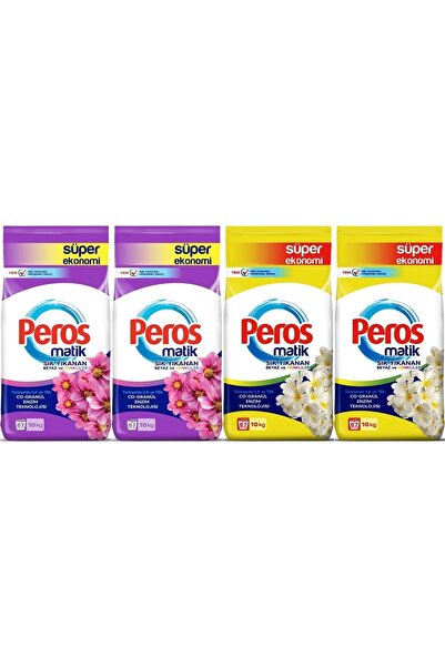 Peros Matik Toz Çamaşır Deterjanı 40KG Yıldız-Yasemin Çiçeği (Beyaz ve Renkli)(268 Yıkama)(4PK*10KG)