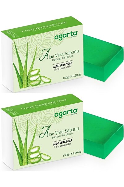 Agarta صابون طبيعي مصنوع يدويًا 150 جرام صبار (مجموعة من قطعتين)