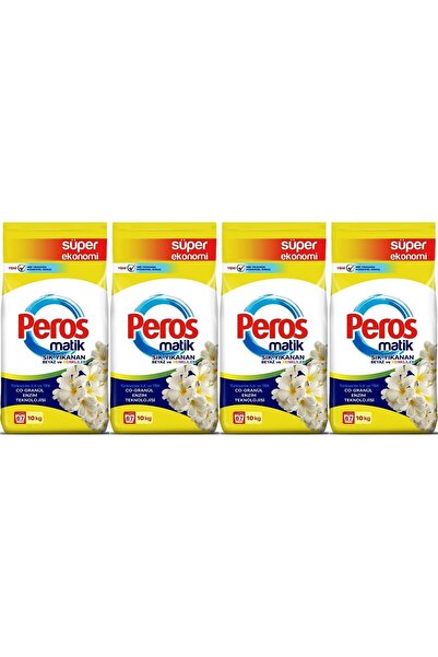Peros Matik Toz Çamaşır Deterjanı 40KG Yasemin Çiçeği (Beyaz ve Renkliler) (268 Yıkama) (4PK*10KG)