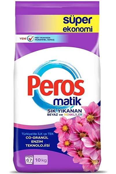 Peros Matik Toz Çamaşır Deterjanı 10KG Yıldız Çiçeği (Sık Yıkananlar Beyaz ve...