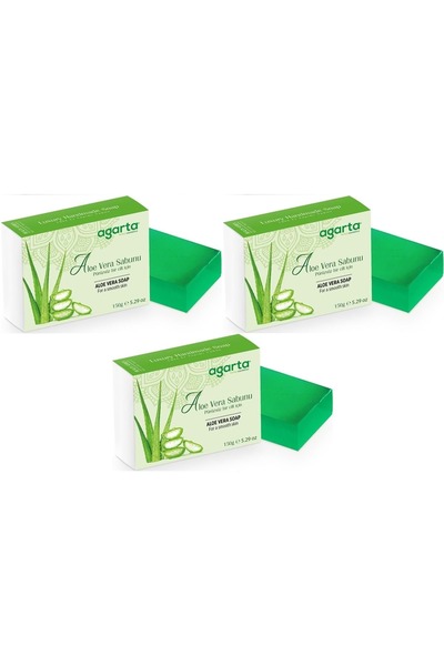 Agarta صابون طبيعي مصنوع يدويًا 150 جرام صبار (مجموعة من 3)