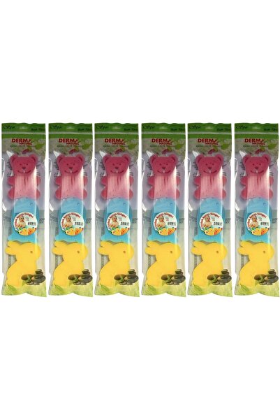 Derma Naturel 3 قطع من إسفنجة استحمام الأطفال الملونة (مجموعة من 6 قطع)