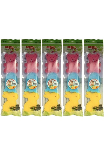 Derma Naturel 3 قطع إسفنجة استحمام ملونة للأطفال (مجموعة من 5)
