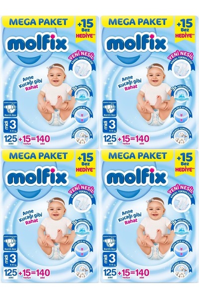Molfix Baby Diaper Size: 3 (4-9kg) Midi 560 Pieces Mega Advantage Opportunity Pk