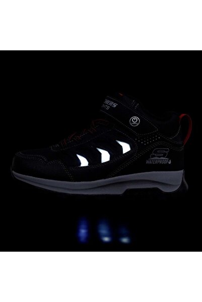 SKECHERS Storm Blazer - Glow Roam 406410L Rubber Sole Orthopedic Lighted Children's Boots Black