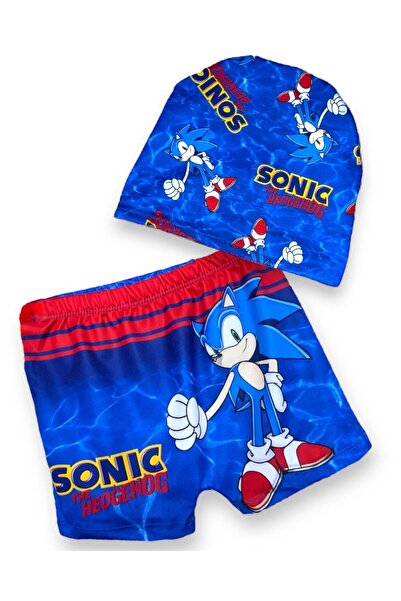 LİTTLE TORTOİSE YENİ SEZON ERKEK ÇOCUK SONİC DESENLİ DENİZ ŞORTU VE BONE TAKIM