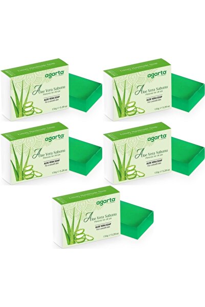 Agarta صابون طبيعي مصنوع يدويًا 150 جرام صبار (مجموعة من 5)