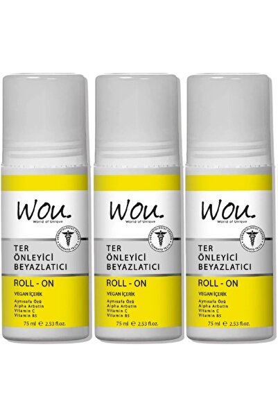WOU World of Unique Roll-On Unisex Deodorant 75ML Ter Önleyici Beyazlatıcı (3 Lü Set)