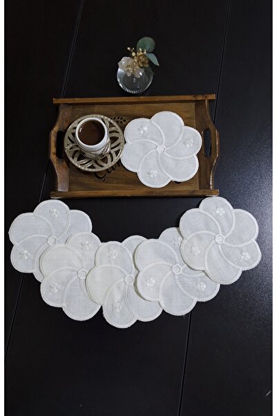 NGR HOME 6'lı Beyaz Papatya Kahve Yanı Kokteyl Sunum Peçetesi