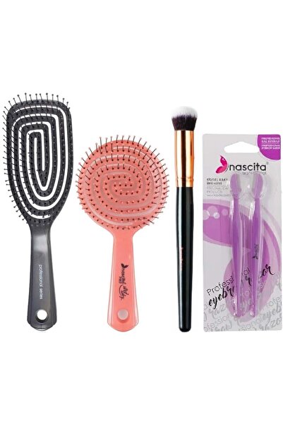 nascita 3D Professional Hair Brush Code Prof:1-Code Prof:2+Concealer Brush Co...