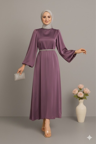 STİLZERAFET Almina Belt Pearl Satin Evening Dress