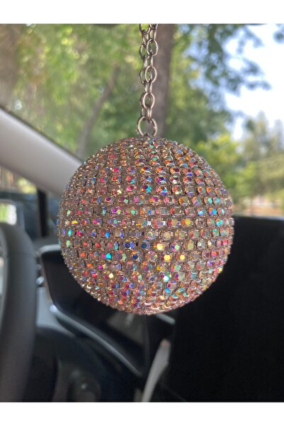 Altınay Mini Disko Topu - Kristal Dikiz Ayna Süsü – Eğlenceli Araba Aksesuarı - Hediyelik Araba Süsü (6,5cm)