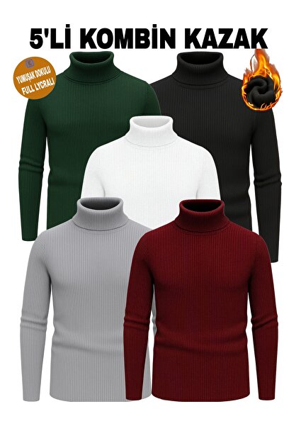 EMKA GİYİM Pulover combinat cu gât roscat din 5 piese