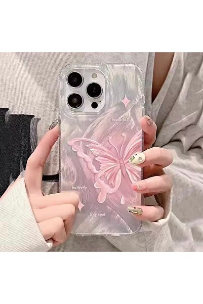 OVADA iPhone 11 Pro Max Uyumlu Kamera Koruma Çıkıntılı Kelebek Desenli Premium Kılıf