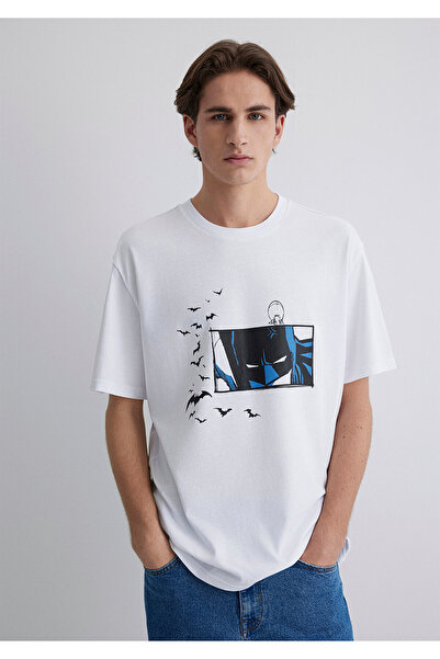 Mavi Batman Printed White T-Shirt Loose Fit / Loose Relaxed Fit 0612568-620