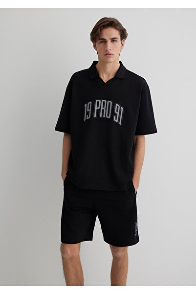 Mavi Pro 91 εμπριμέ μαύρο μπλουζάκι πόλο χαλαρή εφαρμογή / χαλαρή εφαρμογή 0612748 -71379