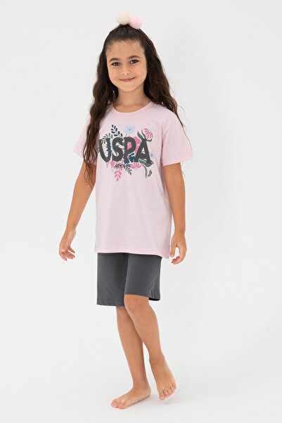 U.S. Polo Assn. Kız Çocuk Toz Pembe Şortlu Alt Üst Takım 50312592-VR050