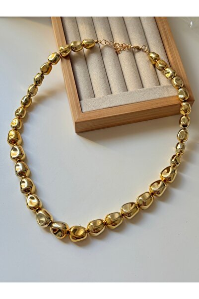 YOUES JEWELRY Kadın Modern Tasarım Zincir Parlak Asimetrik Boncuk Kolye