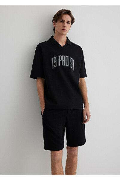 Mavi Pro 91 εμπριμέ μαύρο μπλουζάκι πόλο χαλαρή εφαρμογή / χαλαρή εφαρμογή 0612748 -71379