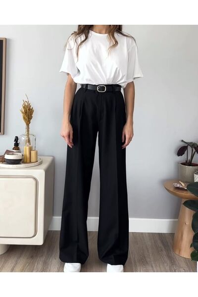 HATCELL Siyah Oversize Palazzo Pantolon