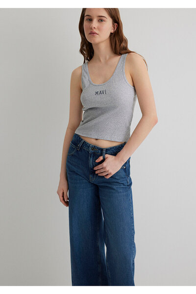 Mavi Vypasovaný sportovec s vytištěným šedým logem -1611899-83096