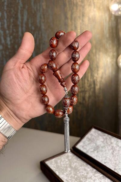 dergah tesbih Silver Embroidered Kuka Efe Mascot Wrist Length Prayer Beads