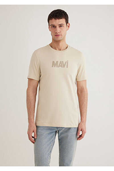 Mavi Τυπωμένο λογότυπο Μπεζ T-Shirt Slim Fit / Slim Fit 066846-70322