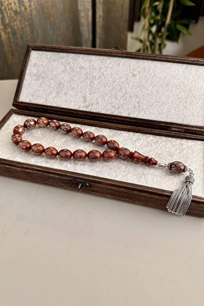 dergah tesbih Silver Embroidered Kuka Efe Mascot Wrist Length Prayer Beads