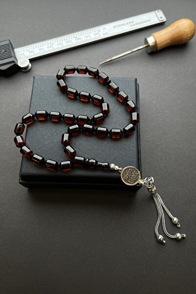 dergah tesbih Sürmeli Bal Rengi Ateş-i Sıkma Kehribar Tesbih