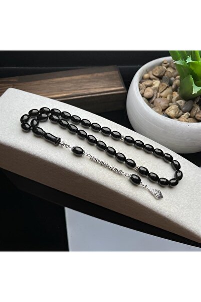 dergah tesbih Gümüş Tasarım Sade Oltu Taşı Tesbih