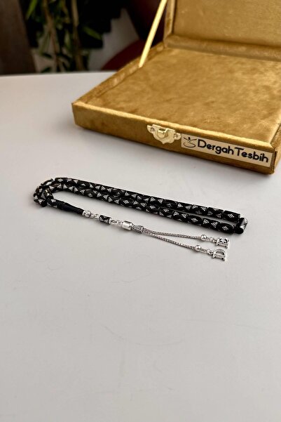 dergah tesbih Lettered Design Silver Erzurum Oltu Stone Rosary