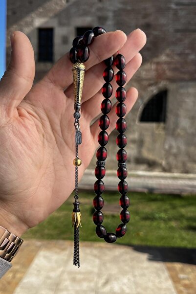 dergah tesbih Diamond Gümüş Serisi Sürmeli Ateşi Sıkma Kehribar