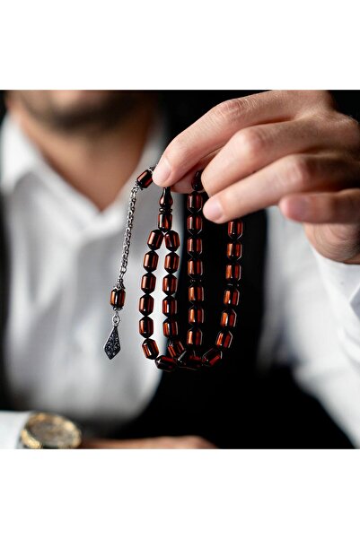 dergah tesbih Yeni Sıkma Kehribar Eski Usül Gümüş Tasarım